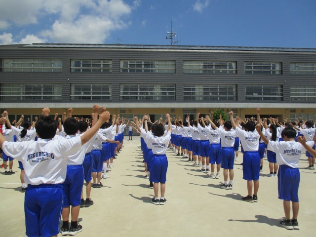 １年生ラジオ体操練習