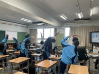 学年練習に向けたラジオ体操練習